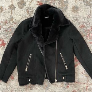 Suede Faux Fur Moto Jacket